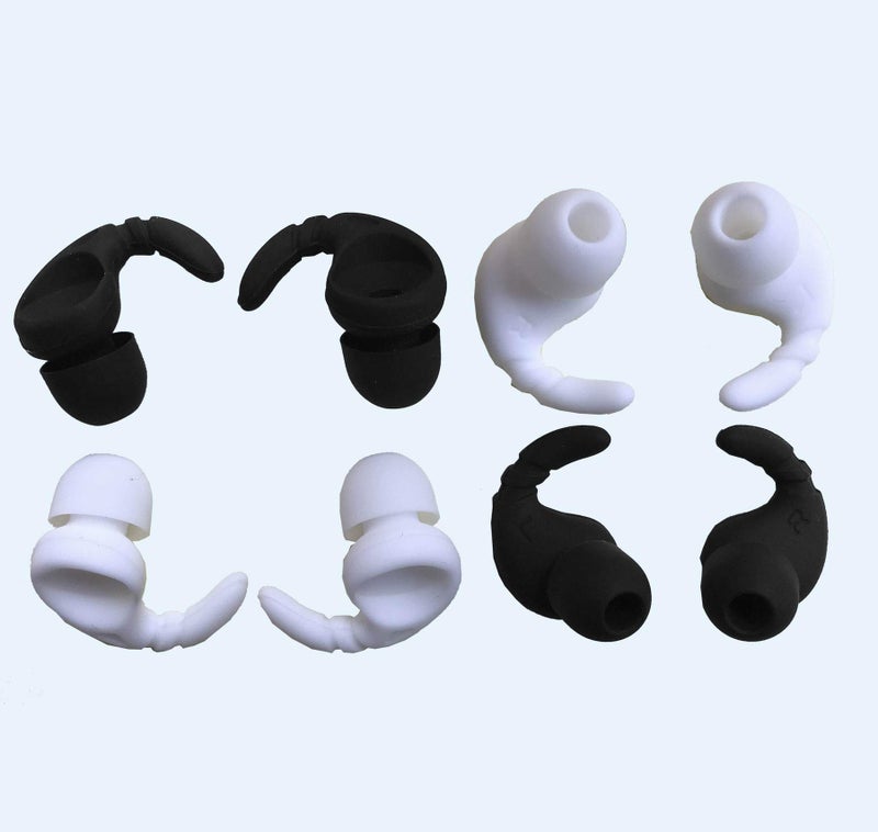 Luckvan Sports Earbud Stabilizers Fins Wing Noise Isolation Replacement Eartips Adapters for in Ear Earphones 4mm to 6mm Nozzle Attachment 4 Pairs Left and Right (Black/White) - Image 1